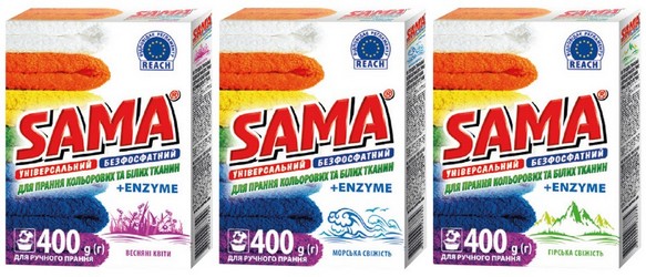 Washing powder phosphate-free TM "SAMA" for hand washing  400gr.